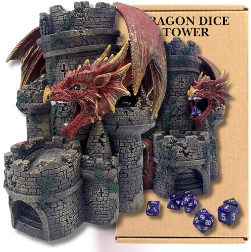 Grinning Gargoyle Red Dragon Dice Tower for Rolling Dice - Hand Painted 26cm Resin Dice Rolling Tower - DnD Dice Tower for Old School Dungeons Pathfinder and Roleplaying Tabletop Gaming - RPG Gift