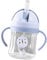 Tasse D'entraînement en Paille Lestée, Tasse à Bec en Paille Lestée de 250 Ml Motif Animal Anti-fuite Poignée pour bébé Tasse à Rabat Bleu