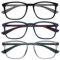 OPULIZE Max Lesebrille 3er Pack - Klassische große rechteckige Fassung - Brillen in mattem Schwarz, Blau und Grau - Herren Damen Unisex - RRR78-137 - +3,00