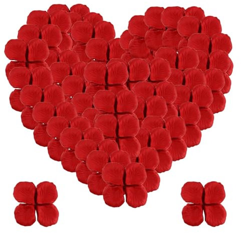 ZOENHOU Lot de 10 000 pétales de rose rouges en soie artificielle pour Saint-Valentin, mariage, anniversaire de mariage, décoration romantique