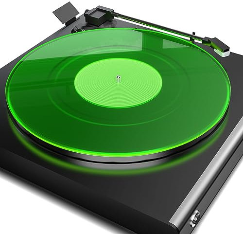 Alfombrilla giratoria para tocadiscos, alfombrilla antideslizante de vinilo para tocadiscos, antiestático, bajo más apretado y definido, verde
