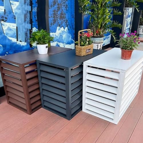 Support De Climatiseur, Décoratif Extérieur Cache Climatiseur, Anti-Pluie Couverture De Climatiseur pour Pompe À Chaleur, Durable Grille de Protection, Aluminium, Anti-poussiè (Color : Blanc, Size :