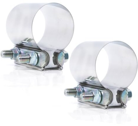 Emotor Universal 3 inch Butt Joint Exhaust Clamp Stainless Steel Lap Joint Band Clamp(2 Pieces)