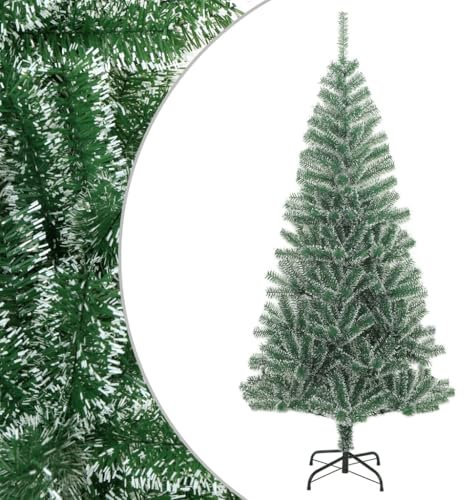 vidaXL Árbol de Navidad Artificial Verde con Nieve, Adorno Navideño con Soporte, Árbol Falso Realista, Decoración para Hogar Exterior, 240 cm