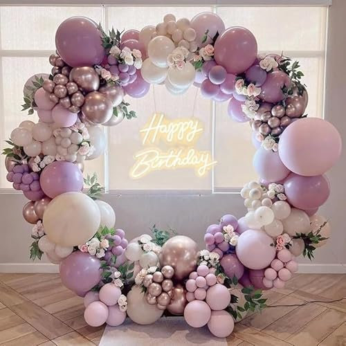 Palloncini Lilla Decorazioni Compleanno, Kit Arco Palloncini - Palloncini Viola, Rosa, Bianco Sabbia, Oro Rosa, Arco di Palloncini per Battesimo Bimba, Matrimonio, Prima Comunione, Baby Shower