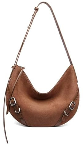 LA FESTIN Umhängetasche Damen Aus Rindsleder, Handtasche Damen Mit Verstellbarem Lederband, Handtasche Damen Umhängetasche Mit Reißverschluss - Fauler Braun