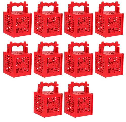 NOLITOY Boîtes À Bonbons De Mariage Chinoises 10 Pièces Boîte À Bonbons De Mariage Ajourée En Bois Pour Cadeaux De Mariage D'anniversaire Et De Fête