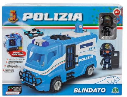 Giochi Preziosi Polizia - Blindato Della Polizia Con Livrea Originale A Ruota Libera. Include Cella, Abitacolo, Personaggio 7 Cm In Divisa Ufficiale E Accessori. Per Bambini A Partire Dai 4 Anni