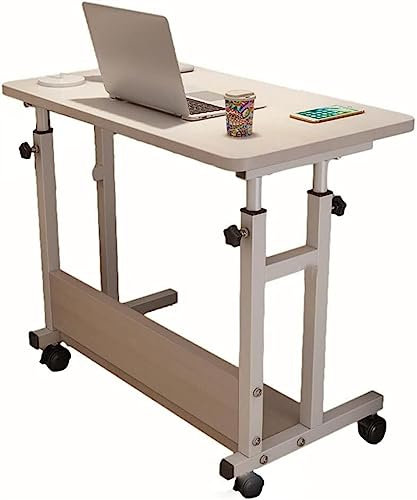 SFNIOKFG Überbetttisch WheelDesk Laptop-Ablage Überbett-Computer-Schreibtisch Mit Rädern Mobiler Stauraum Höhenverstellbar Sitz-Steh-Rollen Tragbar, Weiß, 80 * 40Cm