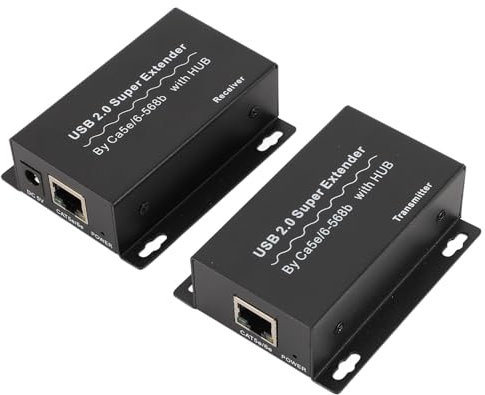 USB RJ45 Extender 4 Port USB2.0 Hub 480 Mbit/s über Ethernet, Metallgehäuse USB Extender mit Kühllöchern für Sicherheitsmonitor, Klassenzimmer, mit WebcamXP Pro Software