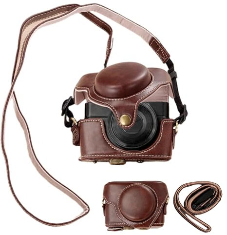 XSQD Leather Camera Bag Case, Compatible With Hard Camera Case Sony RX100 M7/M6/M5A/M5/M4/M3/M2, Equipped With Detachable Shoulder Straps, Support Tripod Detachable Base And Front Cover