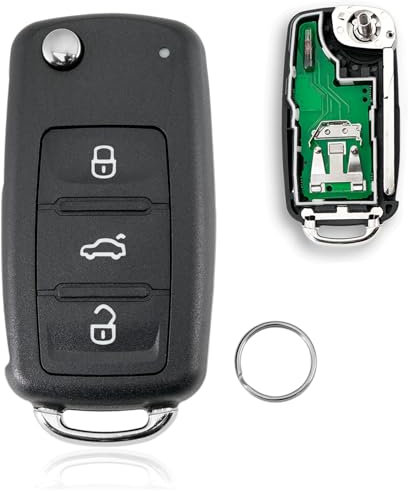 433MHZ 3 Tasten Autoschlüssel Fernbedienungs Für Volkswagen Golf 6 Transporter T5 Polo Tiguan Jetta Caddy Scirocco Sharan mit ID48 Chip Fccid: 5K0837202AD Schlüsselring