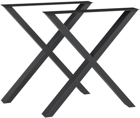 [en.casa] Lot de 2 Pieds de Table pour Salle à Manger Bureau Ensemble de 2 Supports Stables pour Meubles DIY Style Design Industriel Acier Laqué 72 x 69 cm Noir