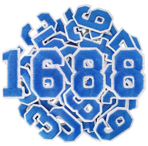 GYGYL 40 Pieces Iron on Numbers Patches, Blue Number Patches, Numbers 0-9 Applique for Clothes, Dress, Hat, Socks, Jeans, DIY Accessories (Blue)