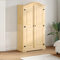 Hommdiy Kleiderschrank, Garderobenschrank mit Stauraum Metallgriff, Hochschrank für Schlafzimmer, Dielenschrank, Modern, Massivholz Kiefer Braun,102x52x186 cm