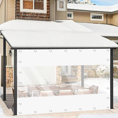 DZHTUF Outdoor Transparente Planen-Seitenteile, Schwerlast 0.3mm PVC-Plane Mit Ösen, Anpassbare Patchwork-Vorhänge, Wintergarten Regenfeste Transparente Abdeckung,White-4x2m/13.1x6.6ft