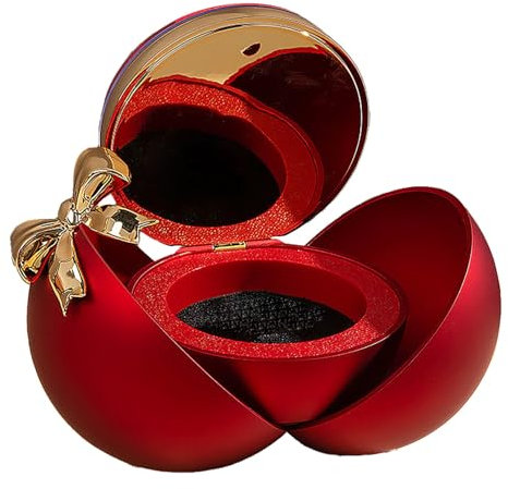 Generisch Christ Schmuck Damen Box with Red Rose Bridesmaid Gifts Jewelry Case Ring Box Birthday Christmas Valentines Day Mothers Day Gifts for Women Schmuckschatulle Aus Silber (Red, A)