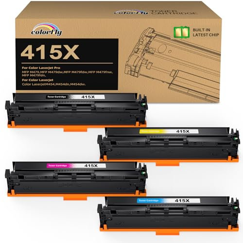 colorfly 415X Kompatibel mit 415X 415A Toner (mit Chip) für HP 415A 415X Toner für MFP M479fdw Toner HP Color Laserjet Pro MFP M479fnw Toner M479fdw M479dw M479fnw M479fdn M454dw M454dn 4er Pack
