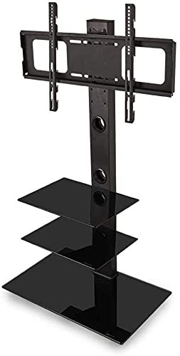 TV Swivel Stand Corner Floor TV Stand with Swivel Bracket 3-Tier Tempered Glass Shelves for 32-65 Plasma Flat Curved Screens