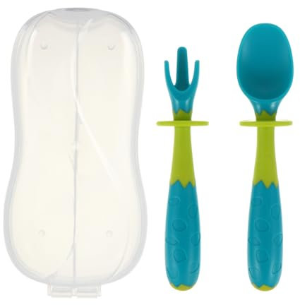 CIMAXIC Set De Vaisselle D'Apprentissage Pour Enfants Cuillère Et Fourchette Tordues Faciles à Prendre En Main Pour Pratiquer 'Alimentation Couleur