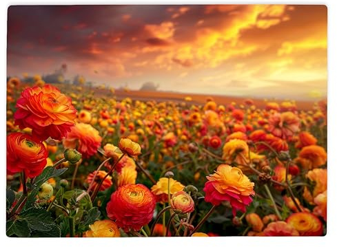 Shopagift Field of Orange Dahlias Glass Chopping Board Large Kitchen Worktop Saver 39cm x 28cm
