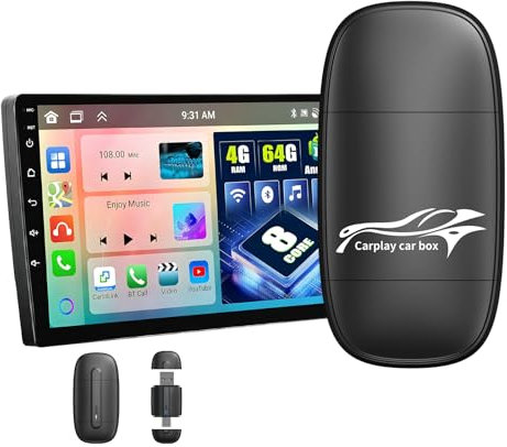 Wireless Android Auto & Carplay Wireless Adapter, Konvertieren Sie Wired Android Auto in Wireless, Superschnelle & Stabil,kabellose Steuerung Plug & Play Carplay für Autos ab 2017 & für iPhone iOS 10+