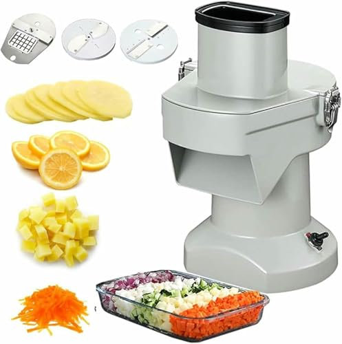 Electric Vegetable Dicer Commercial Slicer Machine Blades Stainless Steel Automatic Fruit and Vegetable Chopper for Home/Commercial
