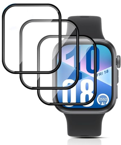 QULLOO 3 Piezas Protector de Pantalla para Huawei Watch Fit4, 3D HD cobertura completa Película Suave, Sin Burbujas Transparente Proteccion Película Screen Protector, Anti-Arañazo