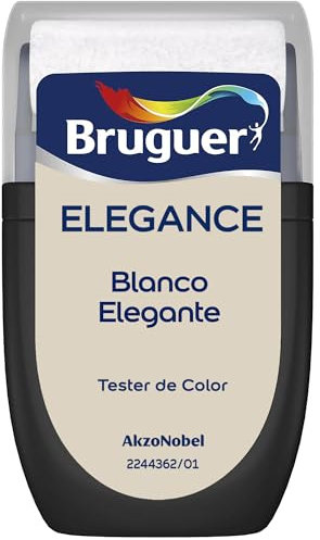 BRUGUER ELEGANCE Pintura Monocapa ExtraMate, Paredes y Techos, Interior, Exterior protegido, Alta Durabilidad, UltraLavable, Resistente al Desgaste y Manchas Blanco Elegante 30 ml