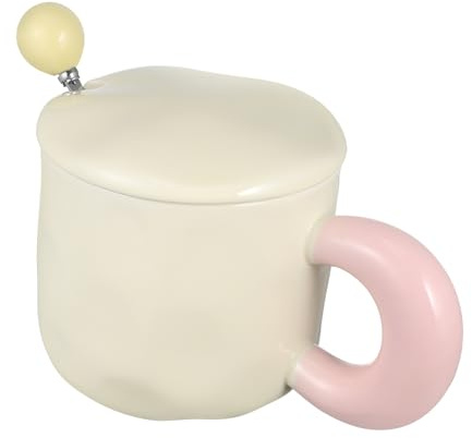 BESPORTBLE Breakfast Tea Mug Lid and Spoon Wide Bottom Ceramic Cup for Iced Coffee