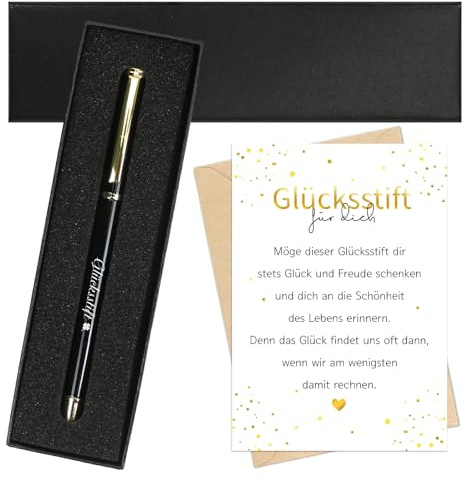 MorLuks Dankeschön Geschenke, Glücksstift Kugelschreiber + Dankeskarten + Geschenkbox, Gastgeschenke Abschiedsgeschenk, Mutmacher Geschenk für Familie Freunde Kollegen Lehrer