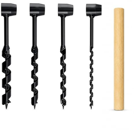 5pcs Set Hand Drill for Woodworking Hand Auger Wood Drill Heavy-Duty Drill Bit Set | Metal Drilling Kit Outdoor Survival Hand Drill Punching Tool New Self-Tapping Woodworking