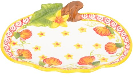 Generico Piatto in Ceramica a Forma di Zucca Superficie Liscia e Resistente, Vassoio Decorativo per Frutta e Snack per Casa e Hotel a Tema Halloween