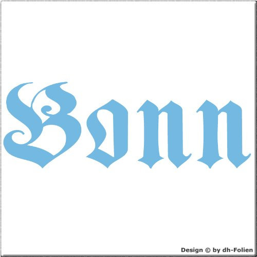 cartattoo4you® AH-00654 | BONN - Fraktur/Altdeutsche Schrift | Autoaufkleber Aufkleber Farbe Pastellblau, in 24 Farben erhältlich, glänzend 57 x 20 cm Waschstrassenfest