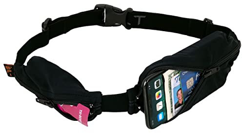Zeibe Spibelt 05 Dual Pocket - Riñonera de Atletismo y Running Unisex, Color Negro