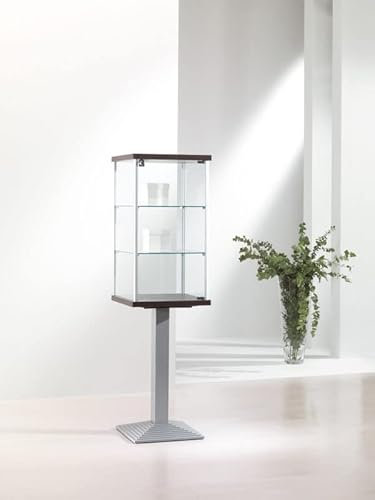 Vitrine en cristal trempé avec lampadaire en métal – dimensions (45 x 45 x h157) – Fabriqué en Italie
