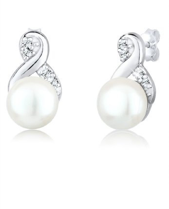 Elli Ohrringe Damen Infinity Perle mit Kristalle in 925 Sterling Silber Lié