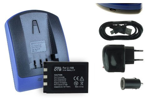 Batterie + Chargeur (USB/Auto/Secteur) Li-10B / LI-12B pour Olympus C-50 C-60..FE-200..X500..mju300...v. liste!