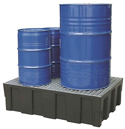 CEMO 8277 PE-Auffangwanne mit verzinktem Gitterrost, schwarz, 224 L