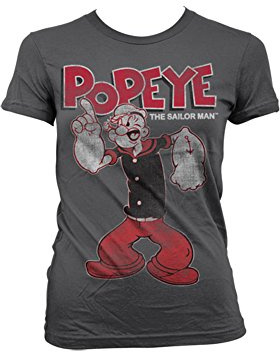 Popeye Officially Licensed Merchandise Distressed Sailor Man Girly T-Shirt