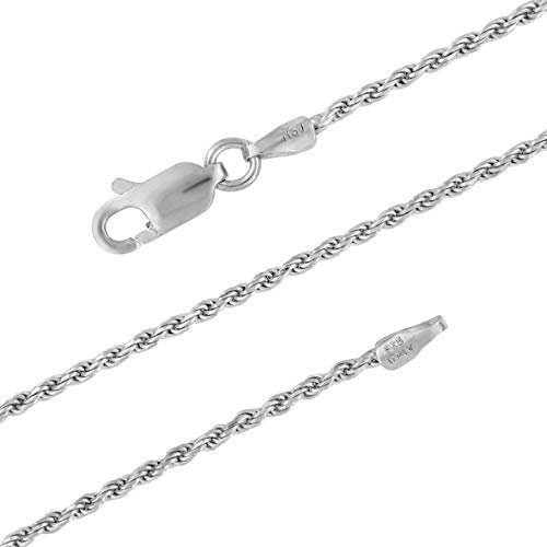Hawaiian Silver Jewelry Sterling Silver 1.3mm Diamond-Cut Rope Chain Necklace Solid Italian Nickel-Free, 18 Inch