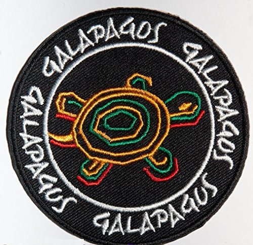 Schildkröten-Aufnäher mit bestickter Aufschrift Galapagos Islands, zum Aufbügeln oder Aufnähen, tolles Reise-Souvenir, für Tasche / Rucksack / T-Shirt / Jacke / Gepäck