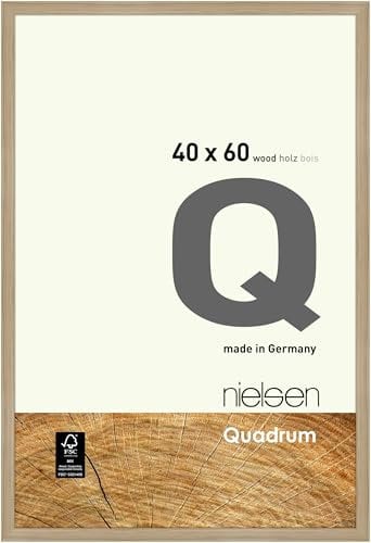 nielsen Bilderrahmen, 40 x 60 cm, Holz, Eiche Natur, Posterrahmen zum Aufhängen im Hoch- & Querformat, Echtglas, Quadrum