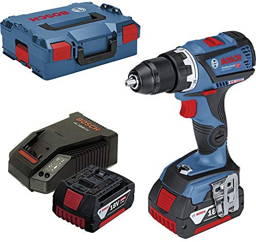 Bosch GSR 18V-60 C drill Sin llave Azul, Rojo - Taladro eléctrico (1,3 cm, 3,8 cm, 60 Nm, 31 Nm, 2,5 m/s², 600 RPM)