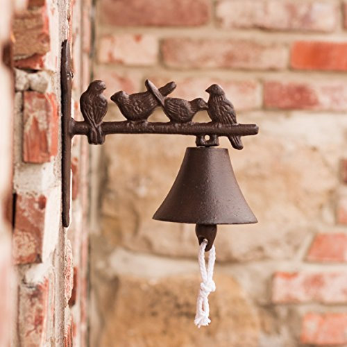 Antikas - Glocke für Landhaus, Türglöckchen mit Vögelchen, Gartenglocke mit Vögel