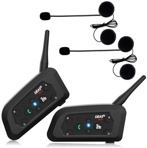 EJEAS V6Pro x2 Motorcycle Helmet Bluetooth Intercom, 1200m Communication Range, DSP, Waterproof, Motorcycle Intercom 6 Motorcycles, Pack of 2