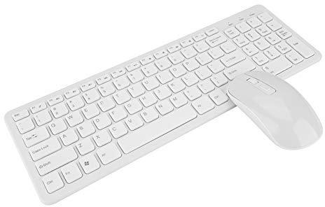 Tosuny Kabellose Tastatur- und Maus Kombination, 108 Tasten, multifunktionale Wireless 2,4G Tastaturmaus mit hoher Empfindlichkeit, Keine Verzögerung für Windows 7/8/10 / XP/Vosta usw.(Weiß)