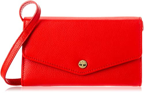 Timberland Damen geldbörse aus RFID-Leder mit Crossbody-Gurt, Weizenbraun Tasche, Cherry (Pebble)