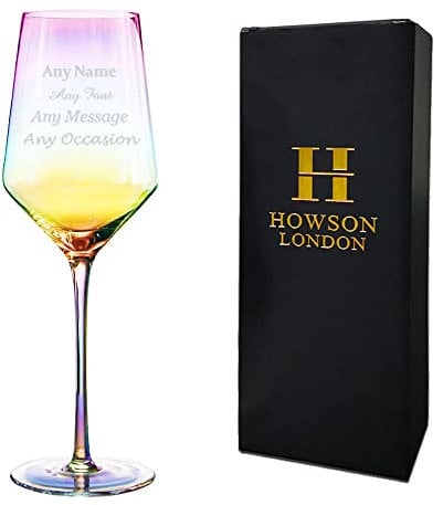 EDSG Personalised Engraved Wine Glass for Women | Custom Gift for Birthday Engagement Wedding Christmas Mothers Day with Gift Box | 400ML Wine Glass (Any Text)