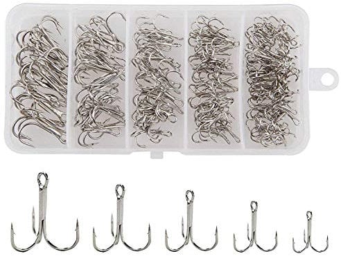 Drillingshaken Set Drillinge Angelhaken 140 STK Kohlenstoffstahl Haken Angeln Treble Angelhaken für Salzwasserfischen